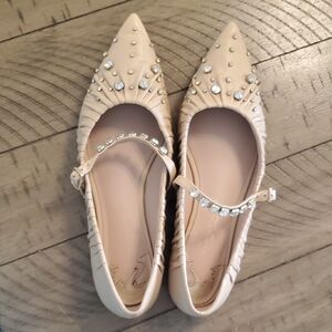 ANTONIO MELANI Cream Embellished Flats